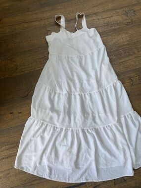 Black Bow White Tiered Maxi Dress Size XL
